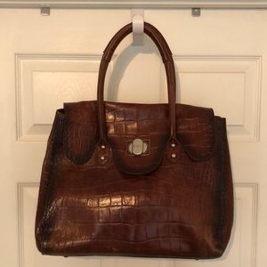 Modalu Shoulder Work Bag Brown Croc